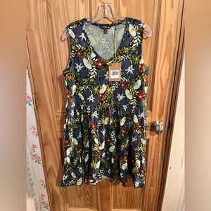 Toad&Co Marley Dress sleeveless Size L Midnight Floral